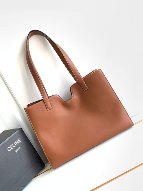 Celine16 Cabas16 Smooth Cow Leather Handbag - Brown 10774 - Image 4