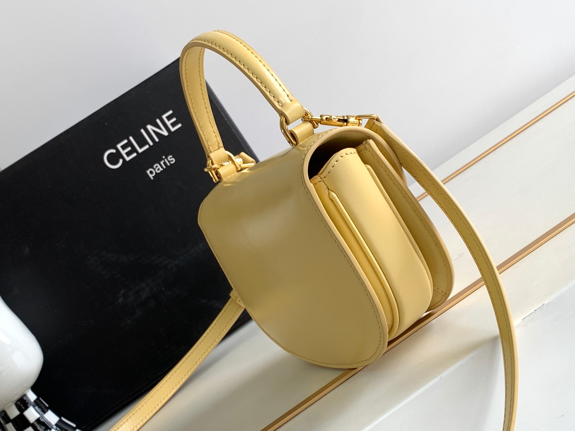 Celine Mini Besace Smooth Cow Leather Arc De Triomphe Bag - Cream 47797 - Image 5