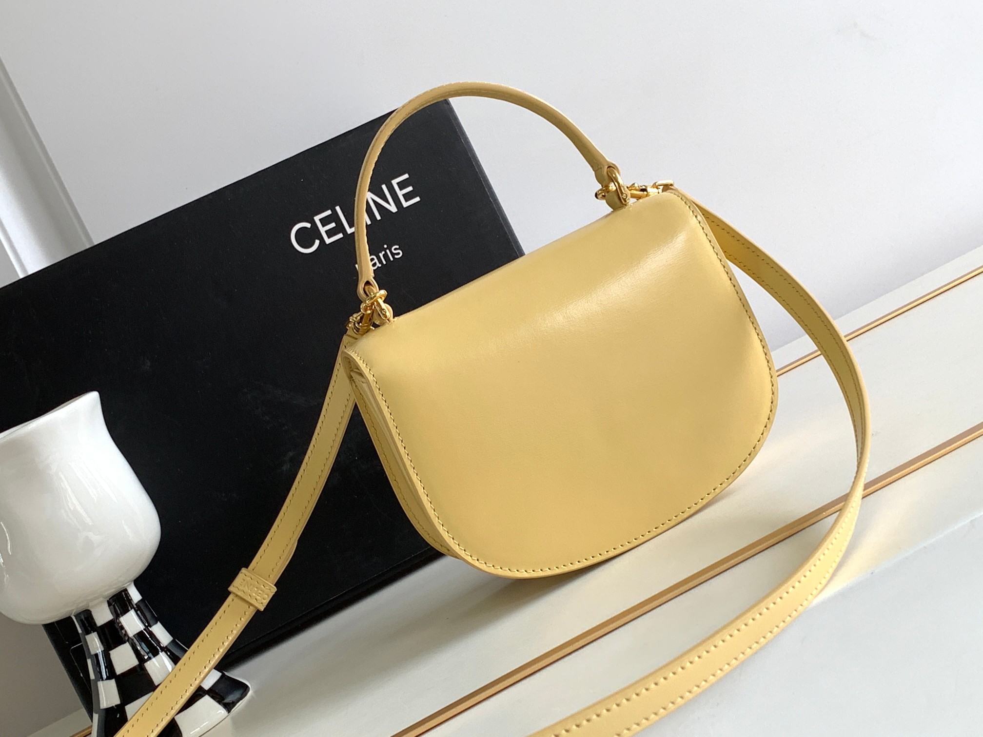 Celine Mini Besace Smooth Cow Leather Arc De Triomphe Bag - Cream 47797 - Image 4
