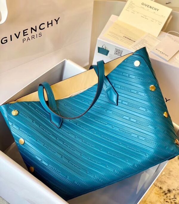 Givenchy Bond Embossed Calf Tote Bag - Blue 94711 - Image 3