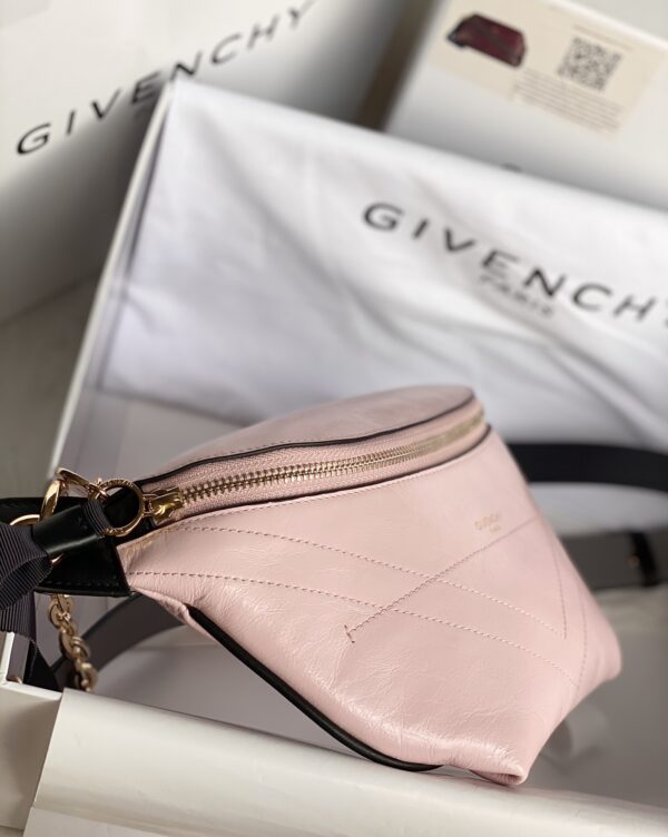 Givenchy Waxed Leather Waist Bag - Pink 80087 - Image 4