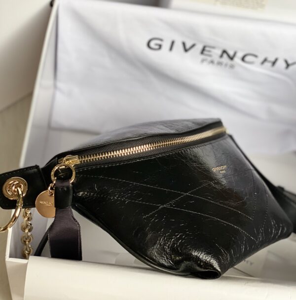 Givenchy Waxed Leather Waist Bag - Black 86204 - Image 4