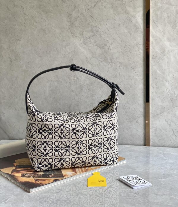 Celine Cubi Embroidered Lunch Large Bag - Black/White 48688 - Image 5