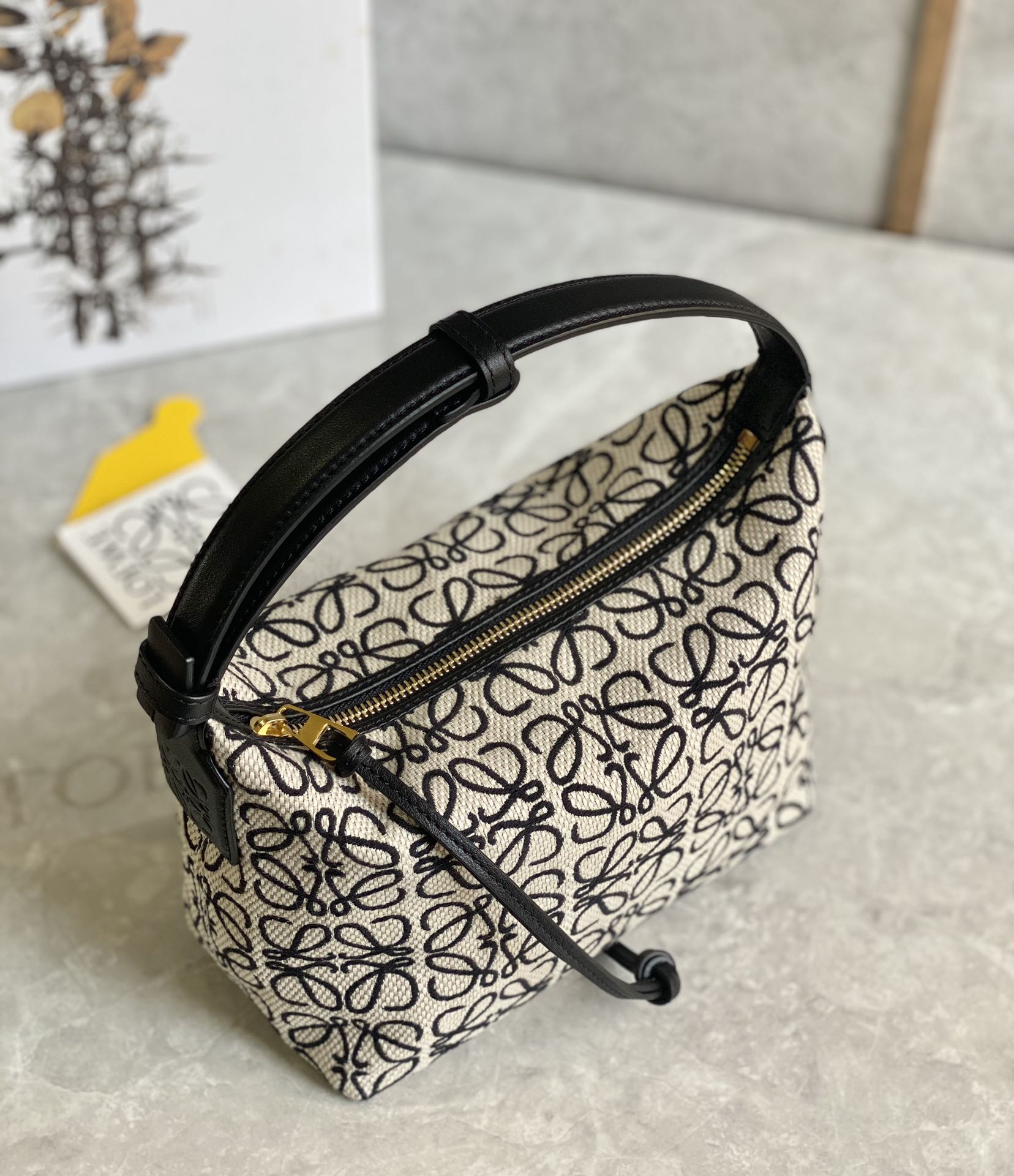 Celine Cubi Embroidered Lunch Small Bag - Black/White 32721 - Image 2