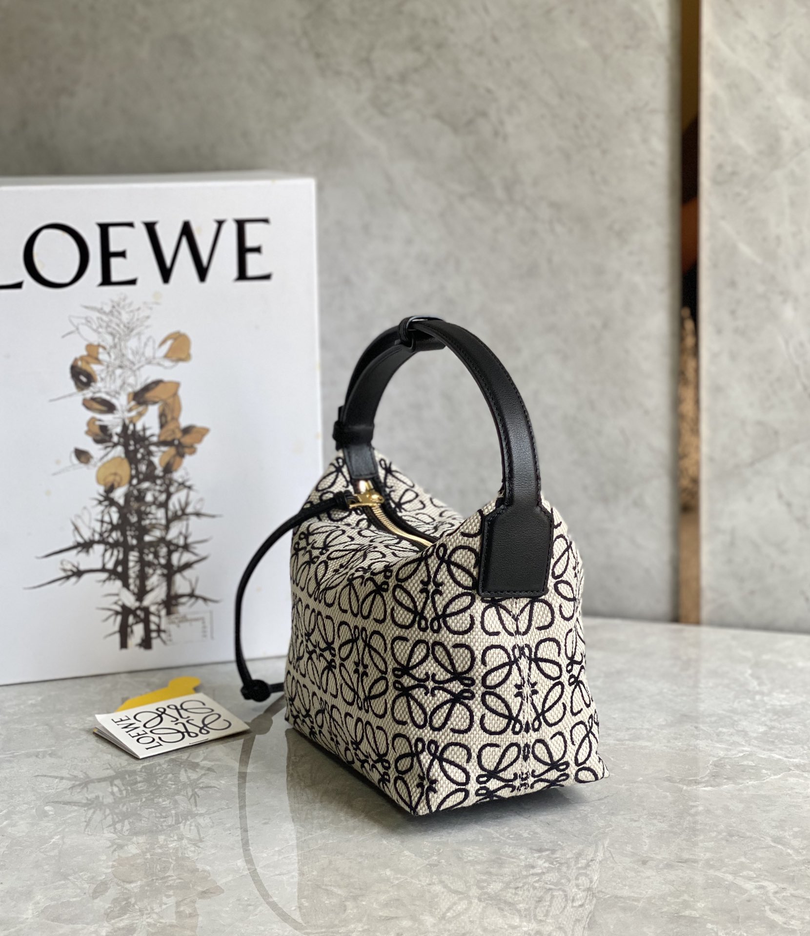 Celine Cubi Embroidered Lunch Small Bag - Black/White 32721 - Image 4