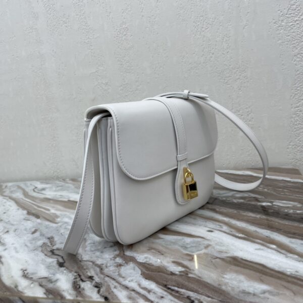 Celine Tabou Medium Smooth Cow Leather Handbag - White 78291 - Image 5
