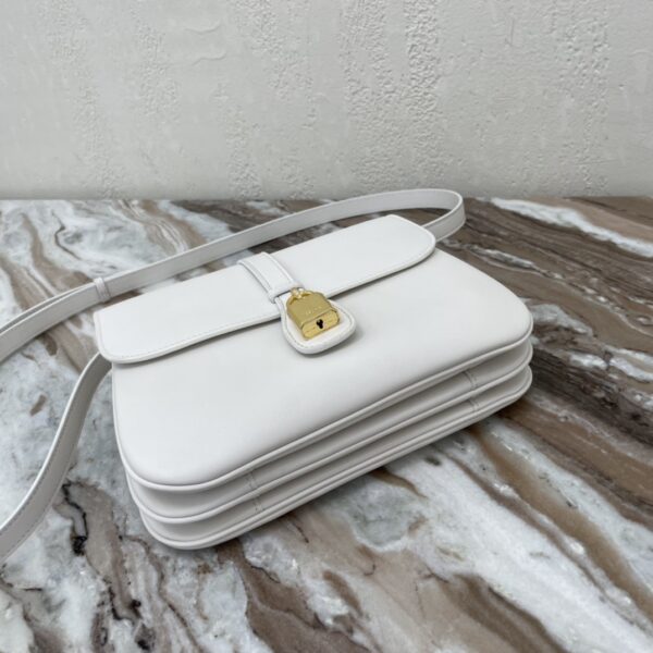 Celine Tabou Medium Smooth Cow Leather Handbag - White 78291 - Image 4