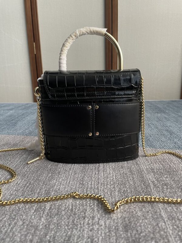 Chloe Small Aby Lock Crocodile Handbag - Black 30317 - Image 4