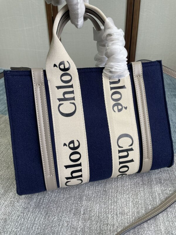Chloe Woody Small Tote Bag - Blue 35503 - Image 3