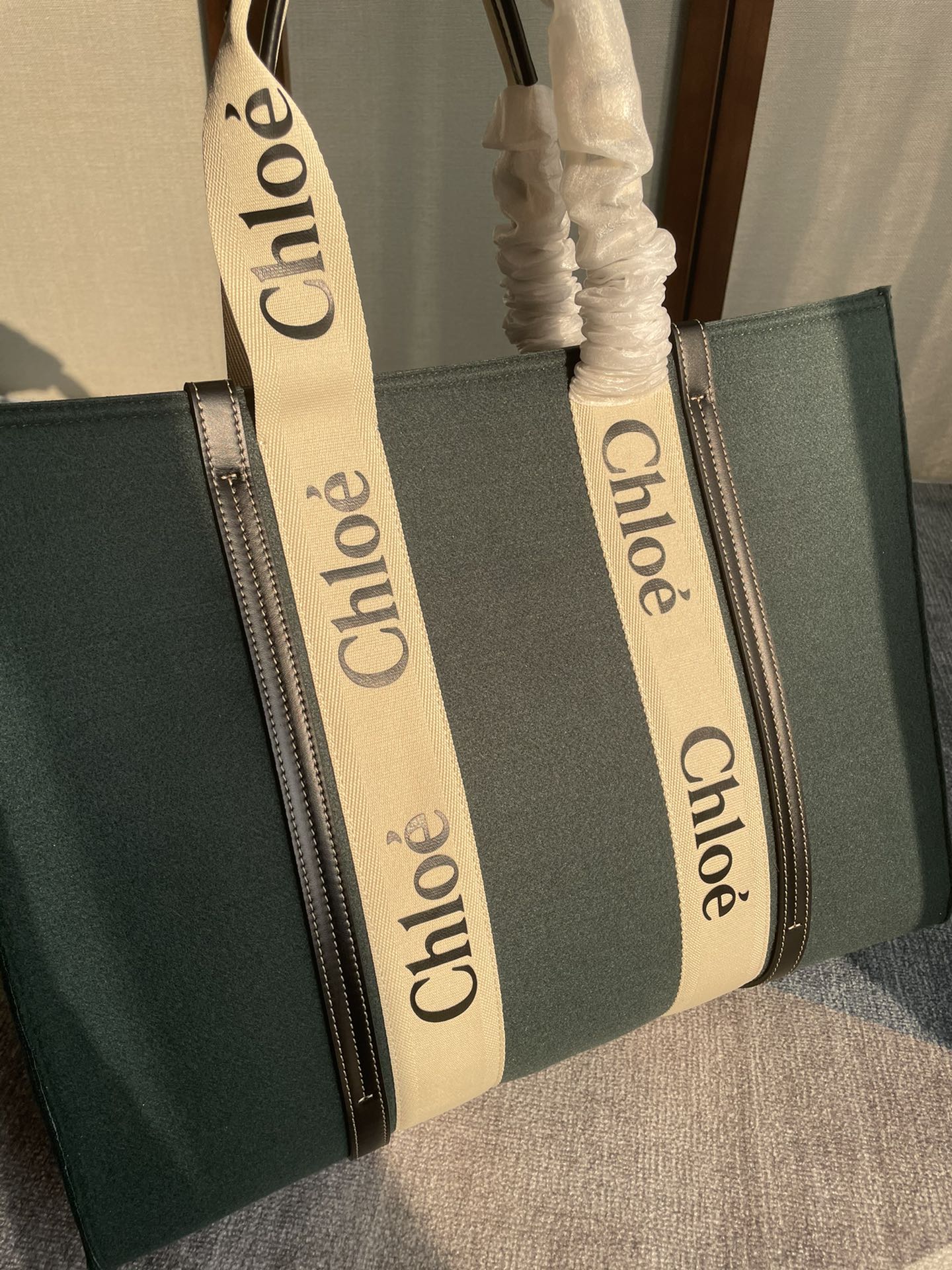 Chloe Woody Large Tote Bag - Black 39094 - Image 3
