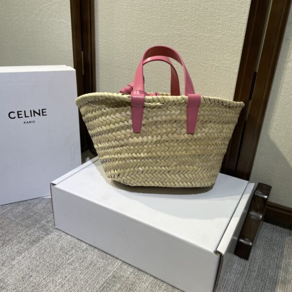 Celine Spring And Summer Straw Bag - Pink 99521 - Image 4