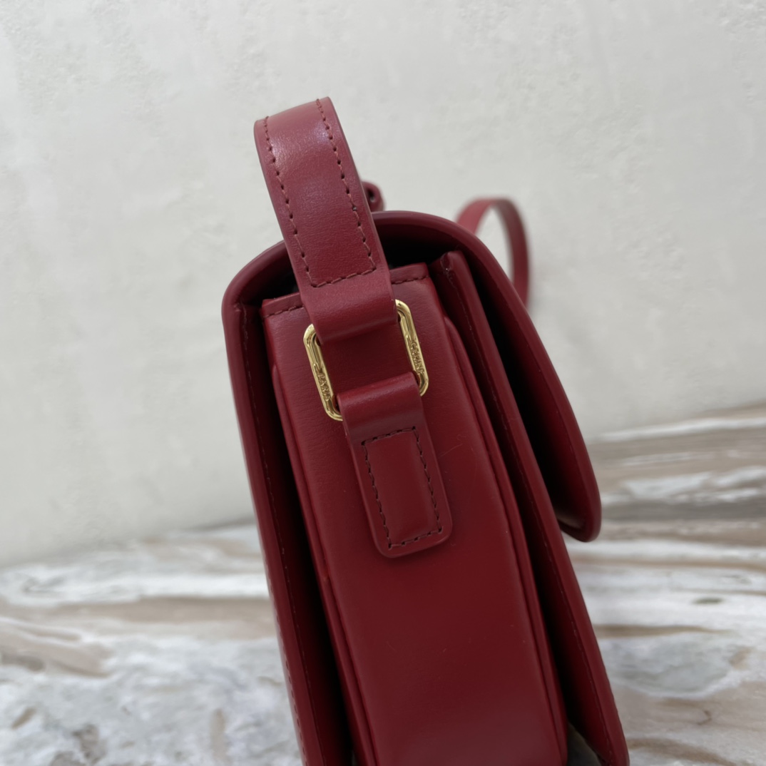 Celine Teen Triomphe Canvas And Calfskin Handbag - Red 46466 - Image 3