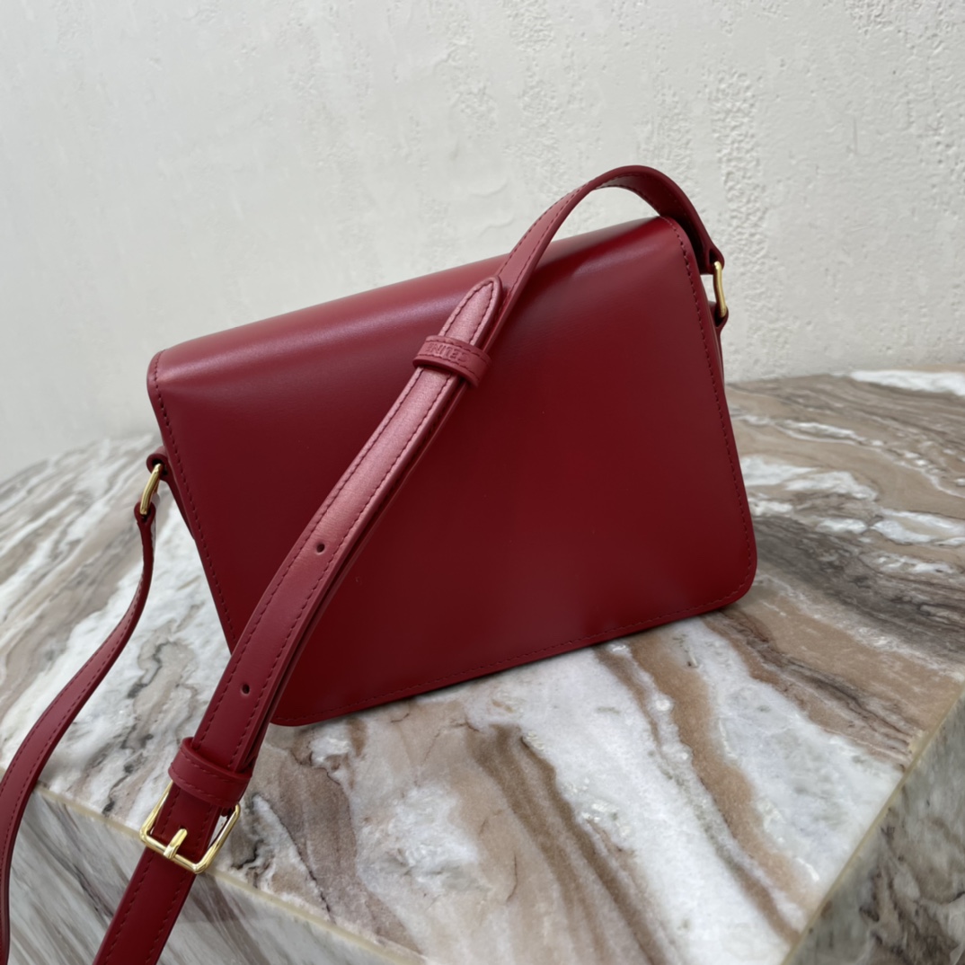 Celine Teen Triomphe Canvas And Calfskin Handbag - Red 46466 - Image 4