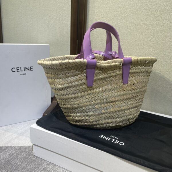 Celine Spring And Summer Straw Bag - Purple 48908 - Image 4