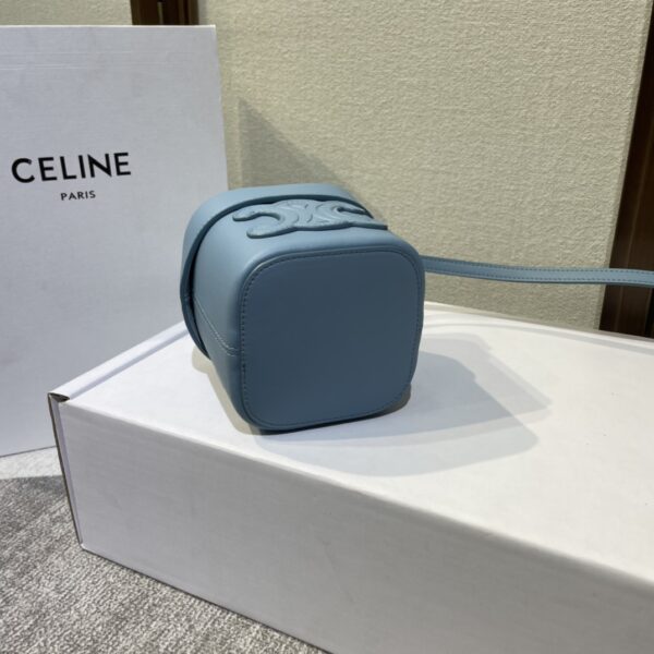 Celine Boxtriomphe Three-dimensional Small Bucket Bag - Blue 21627 - Image 3