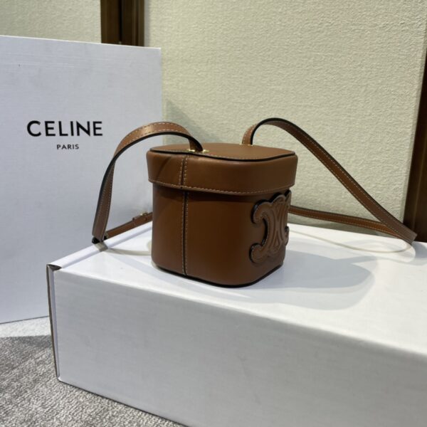 Celine Boxtriomphe Three-dimensional Small Bucket Bag - Brown 32318 - Image 5