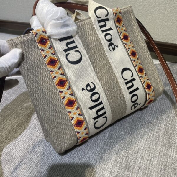 Chloe Woody Diamond Embroidered Small Tote Bag 75962 - Image 3