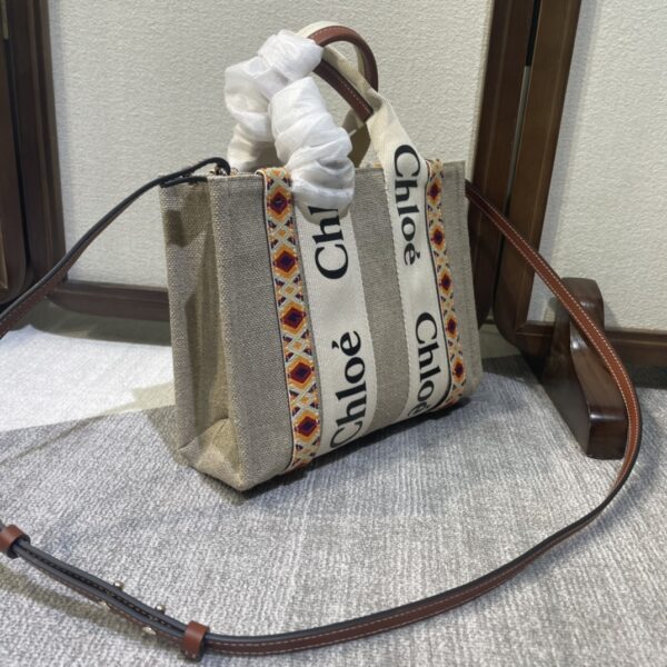Chloe Woody Diamond Embroidered Small Tote Bag 75962 - Image 5