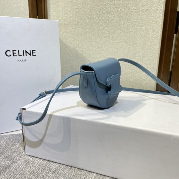 Celine Cuir Besace Mini Saddle Bag - Blue 24666 - Image 5