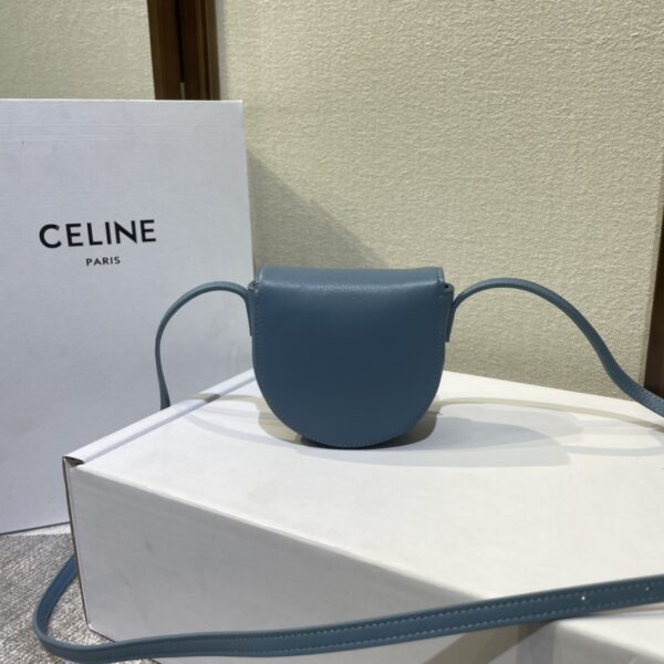 Celine Cuir Besace Mini Saddle Bag - Blue 24666 - Image 4