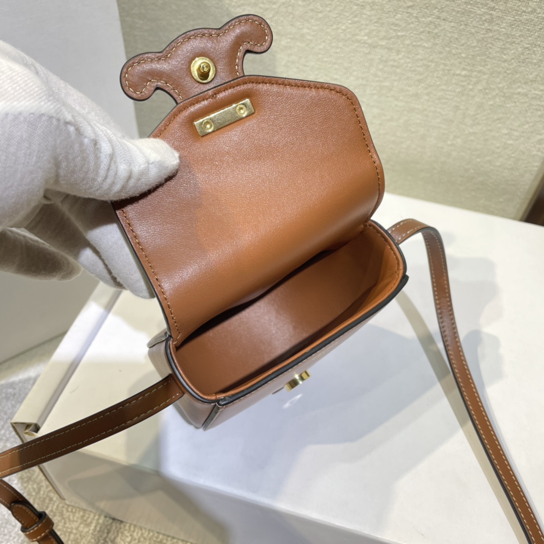 Celine Cuir Besace Mini Saddle Bag - Brown 91543 - Image 2