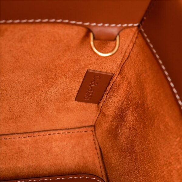 Celine Triomphe Logo Embossed Calfskin Cube Handbag - Brown 73470 - Image 2