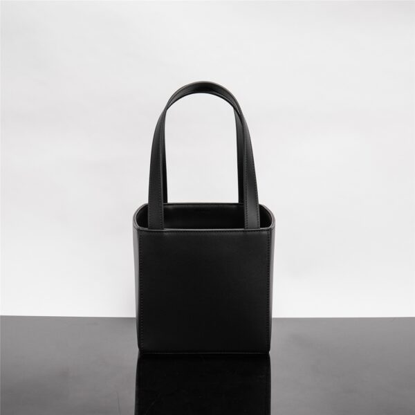 Celine Triomphe Logo Embossed Calfskin Cube Handbag - Black 11964 - Image 4