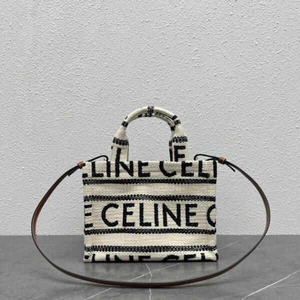 Celine Large Gap Stripes Tote Bag - Black 87947 - Image 4