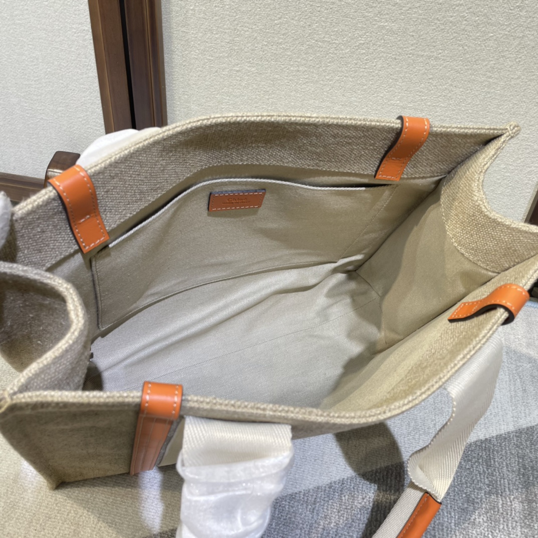 Chloe Woody Medium Shoulder Strap Tote Bag - Orange 74237 - Image 2