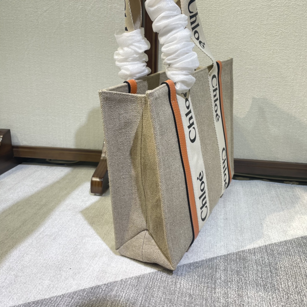 Chloe Woody Medium Shoulder Strap Tote Bag - Orange 74237 - Image 5