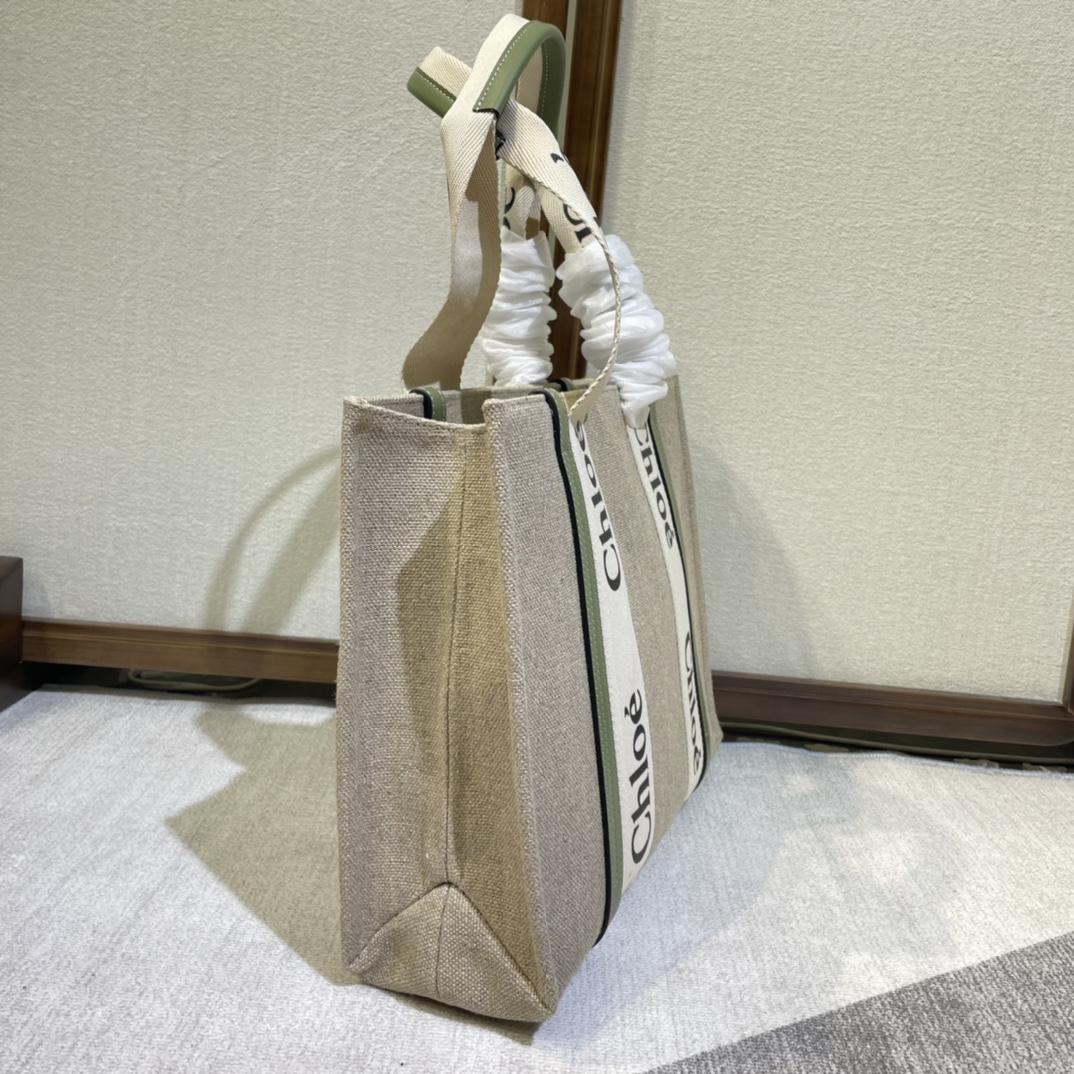 Chloe Woody Medium Shoulder Strap Tote Bag - Green 89490 - Image 5