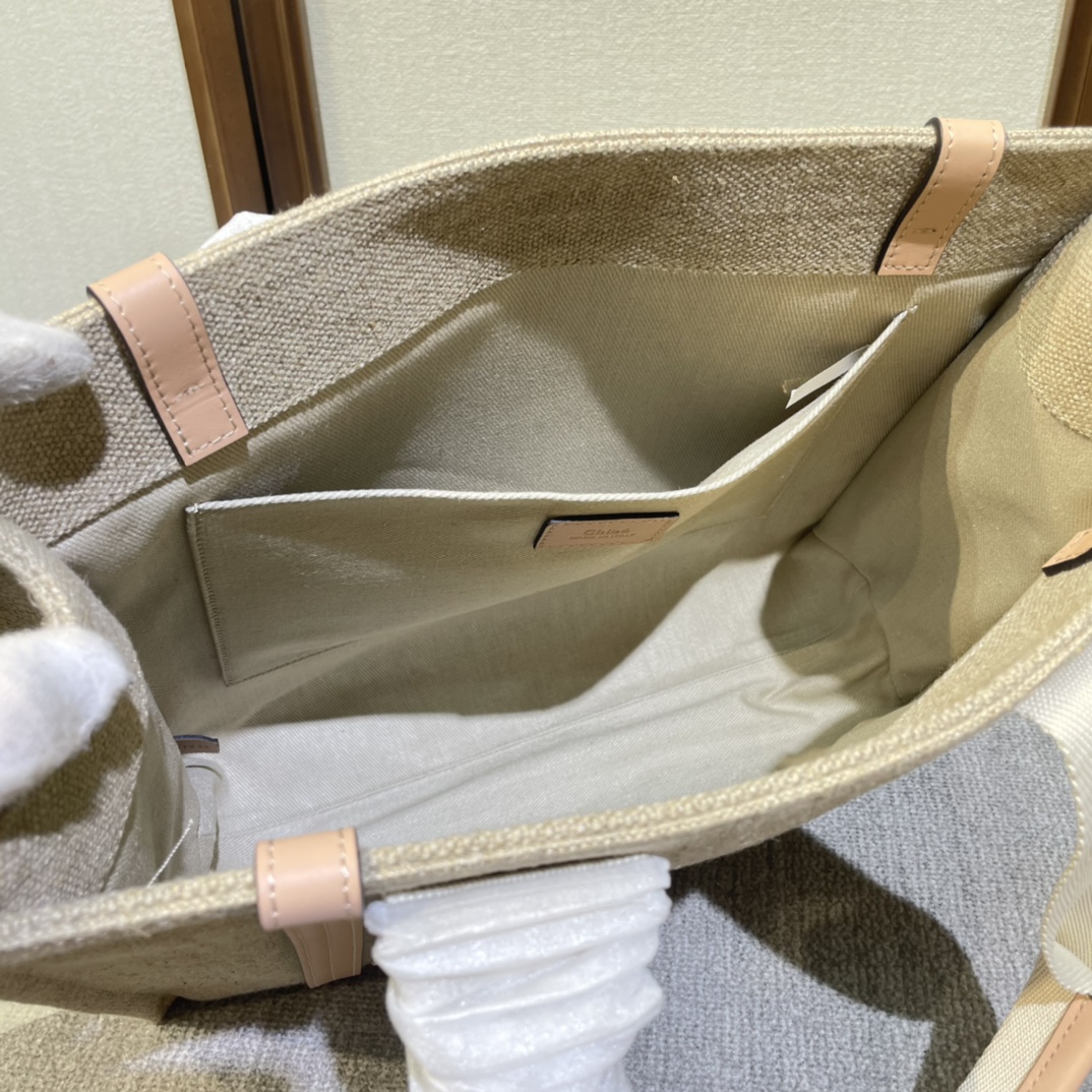 Chloe Woody Medium Shoulder Strap Tote Bag - Cream 90675 - Image 2