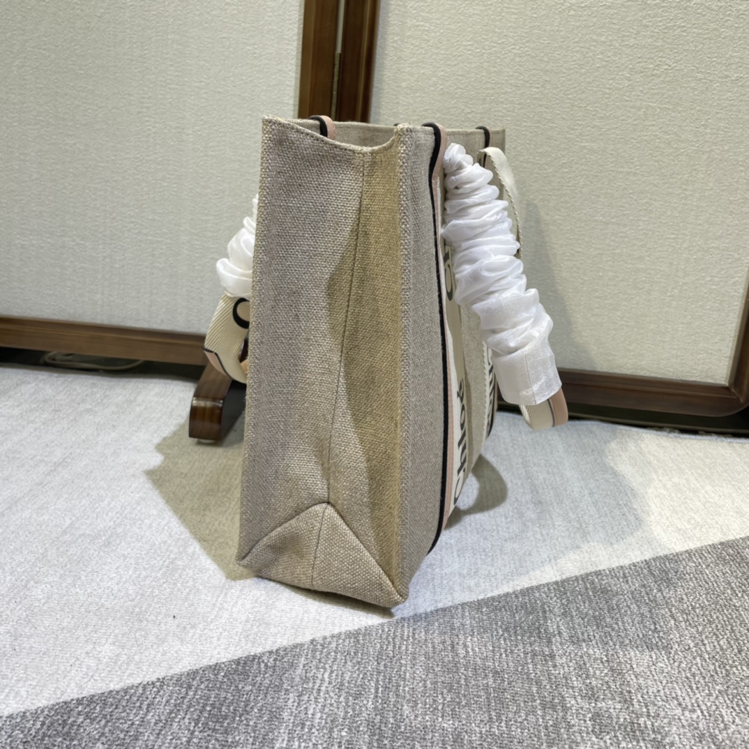 Chloe Woody Medium Shoulder Strap Tote Bag - Cream 90675 - Image 5