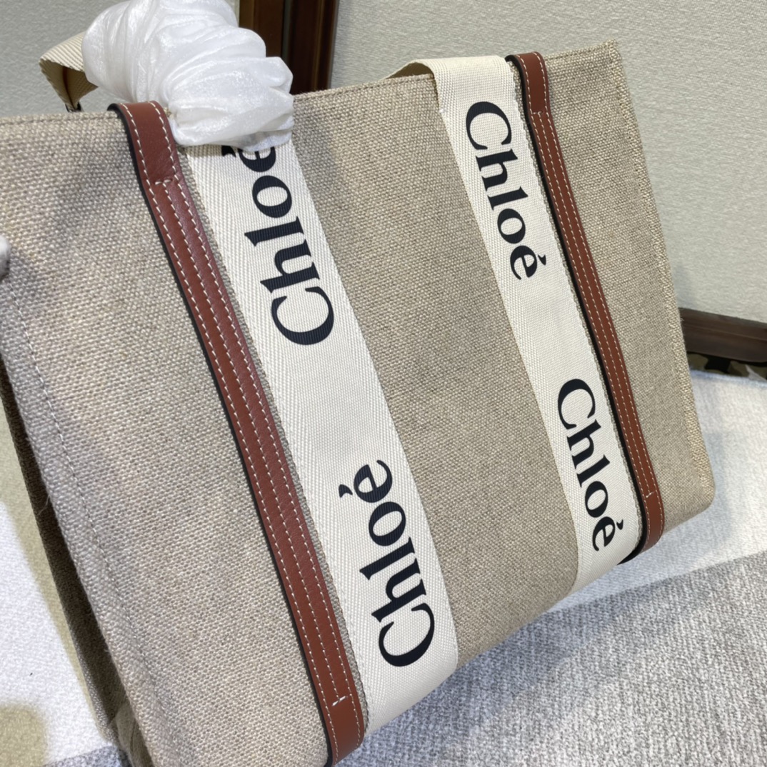 Chloe Woody Medium Shoulder Strap Tote Bag - Brown 21025 - Image 3