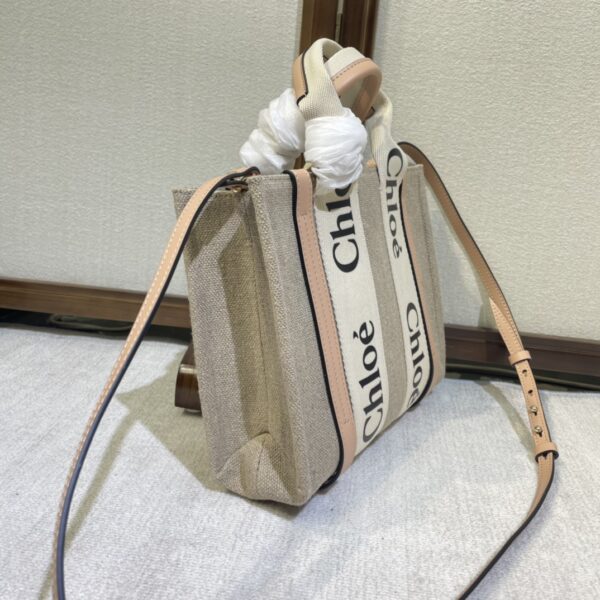 Chloe Woody Small Shoulder Strap Tote Bag - Cream 62130 - Image 5