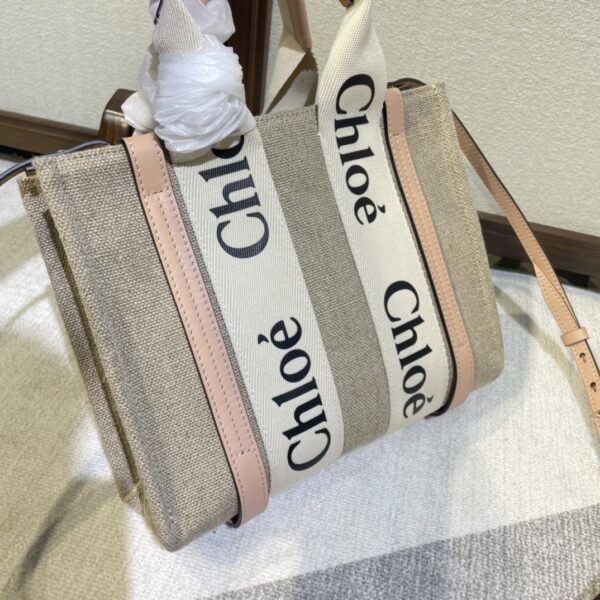 Chloe Woody Small Shoulder Strap Tote Bag - Cream 62130 - Image 3