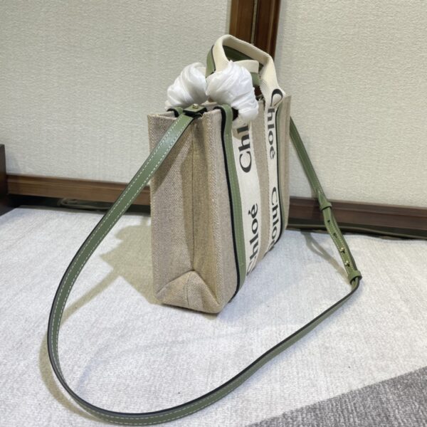 Chloe Woody Small Shoulder Strap Tote Bag - Green 88827 - Image 5