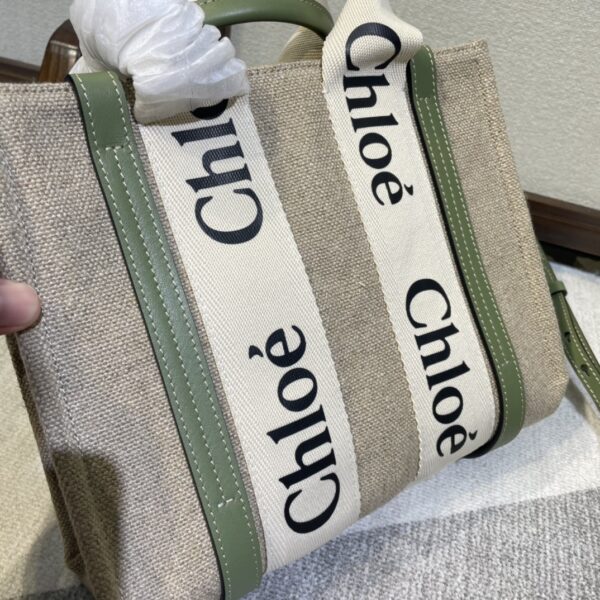 Chloe Woody Small Shoulder Strap Tote Bag - Green 88827 - Image 3