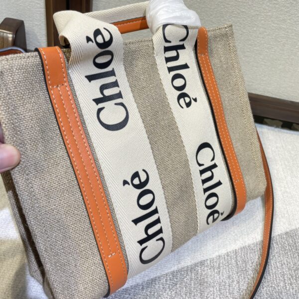 Chloe Woody Small Shoulder Strap Tote Bag - Orange 38138 - Image 3