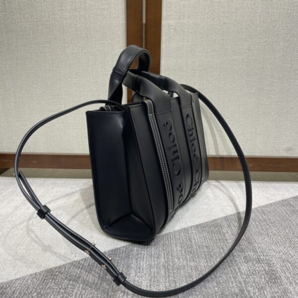 Chloe 22S Woody Small Tote Bag - Black 99300 - Image 5