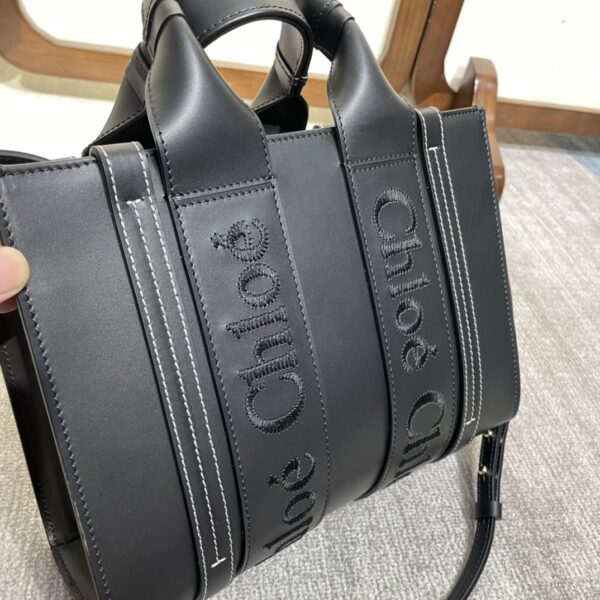 Chloe 22S Woody Small Tote Bag - Black 99300 - Image 3