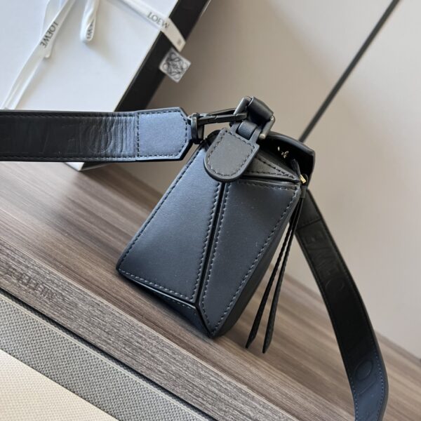 Celine Loewe Satin Cow Leather Puzzle Small Handbag - Black 83794 - Image 4