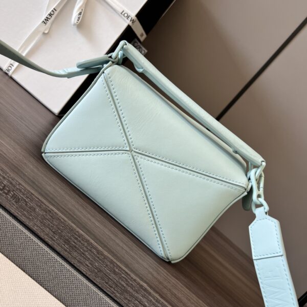Celine Loewe Satin Cow Leather Puzzle Mini Handbag - Blue 89733 - Image 4