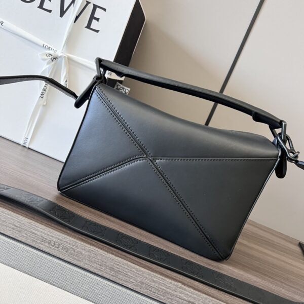 Celine Loewe Satin Cow Leather Puzzle Small Handbag - Black 83794 - Image 2