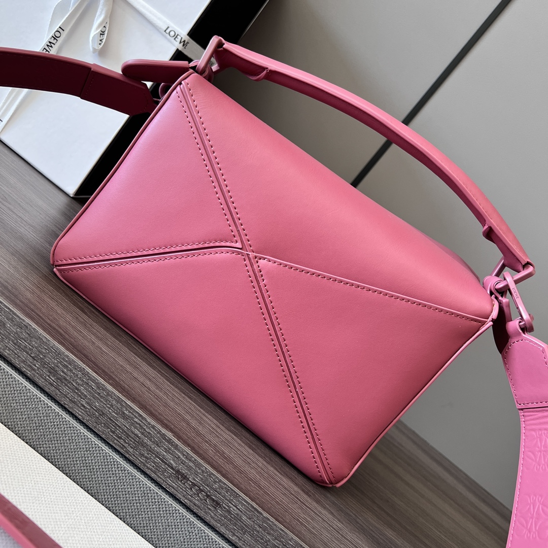 Celine Loewe Satin Cow Leather Puzzle Small Handbag - Pink 12157 - Image 4