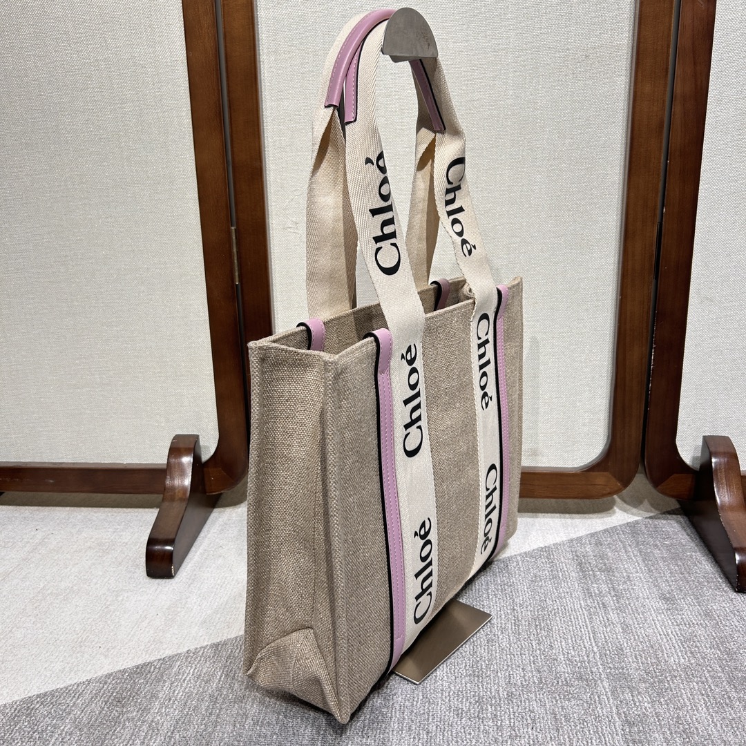 Chloe Woody Medium Shoulder Strap Tote Bag - Purple 61483 - Image 5