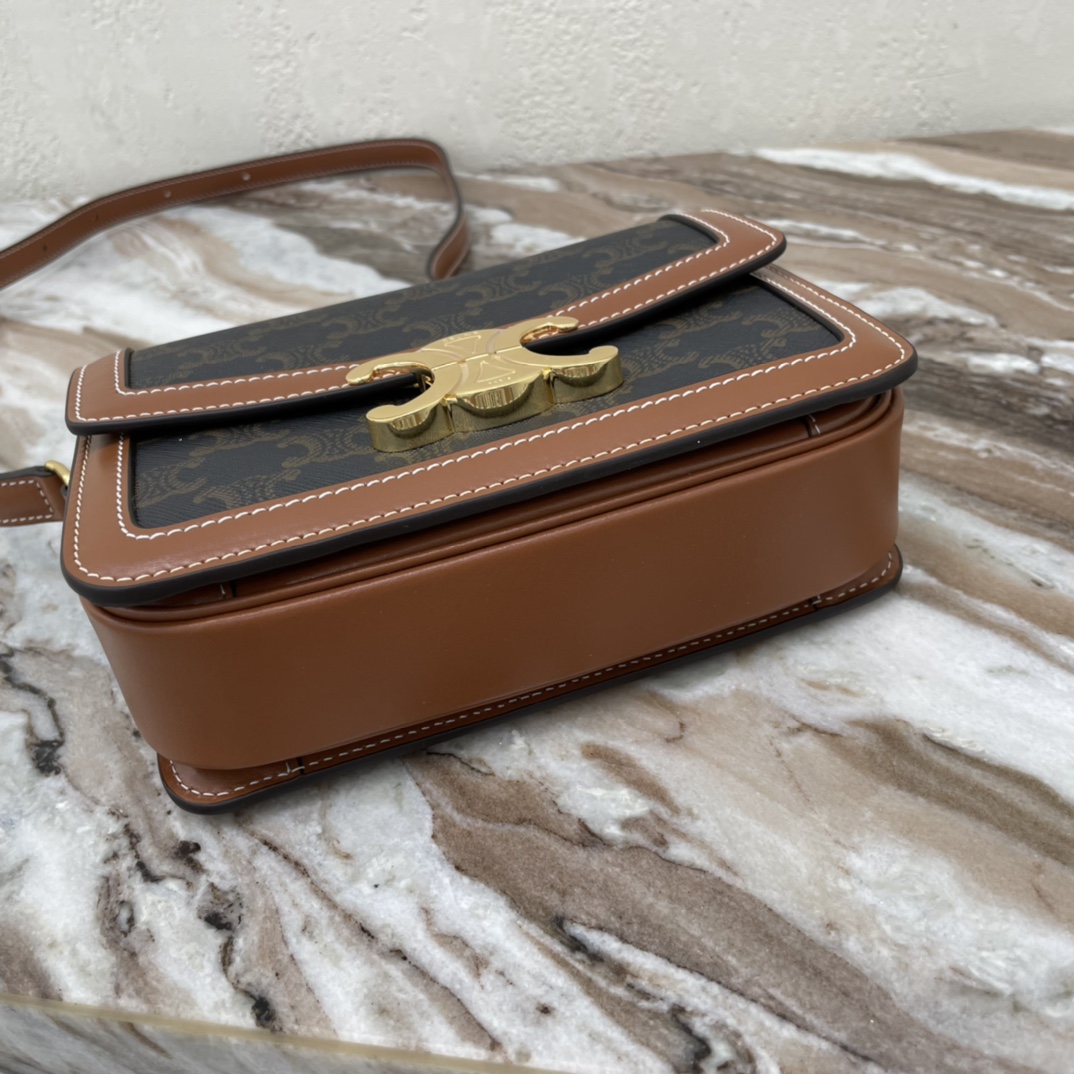 Celine Teen Triomphe Canvas And Calfskin Handbag 26868 - Image 3