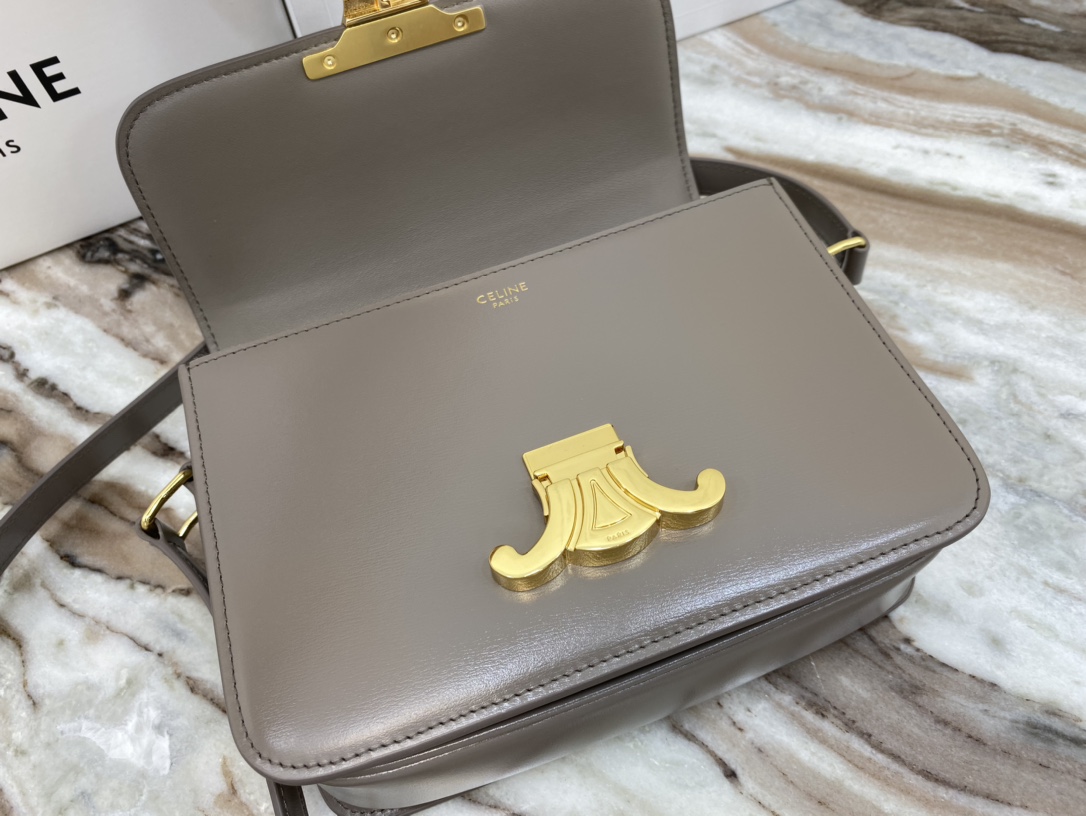 Celine Teen Triomphe Canvas And Calfskin Handbag - Gray 29279 - Image 3
