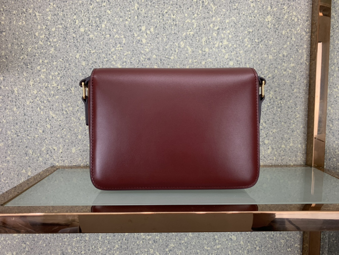 Celine Teen Triomphe Calfskin Handbag - Maroon 41850 - Image 3