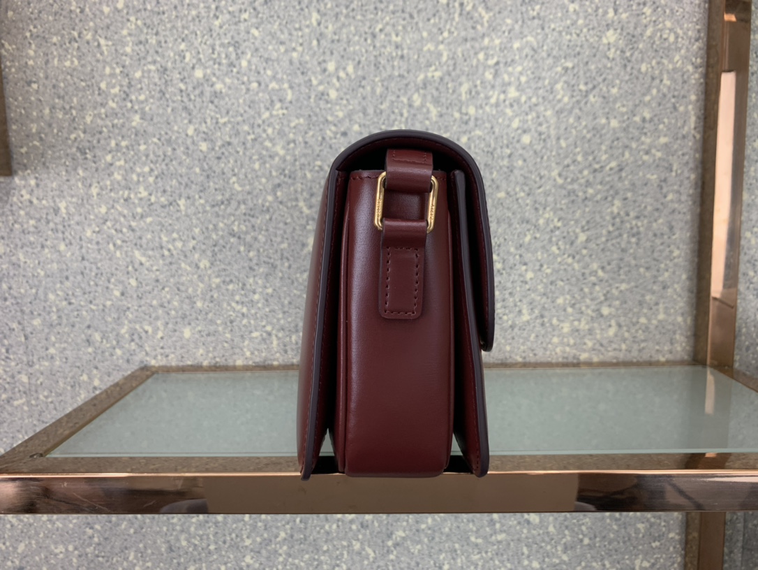 Celine Teen Triomphe Calfskin Handbag - Maroon 41850 - Image 4